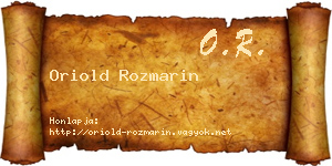 Oriold Rozmarin névjegykártya